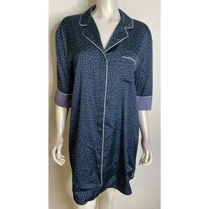 Bed To Brunch Navy Blue White Polka Dot Nightshirt S NWT Boyfriend Pajama